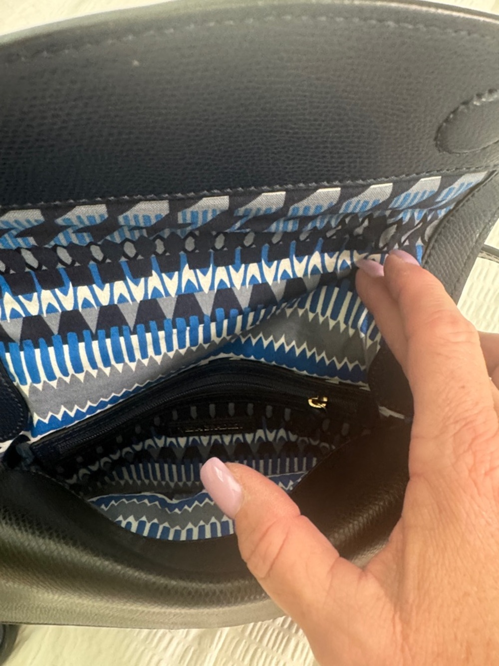 Vera Bradley Navy and Black Pebbled Leather Crossbody - Picture 10 of 11